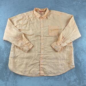 Tommy Bahama Sea Glass Breezer Shirt‎ 2XL Orange 100% Linen Long Sleeve Vacation